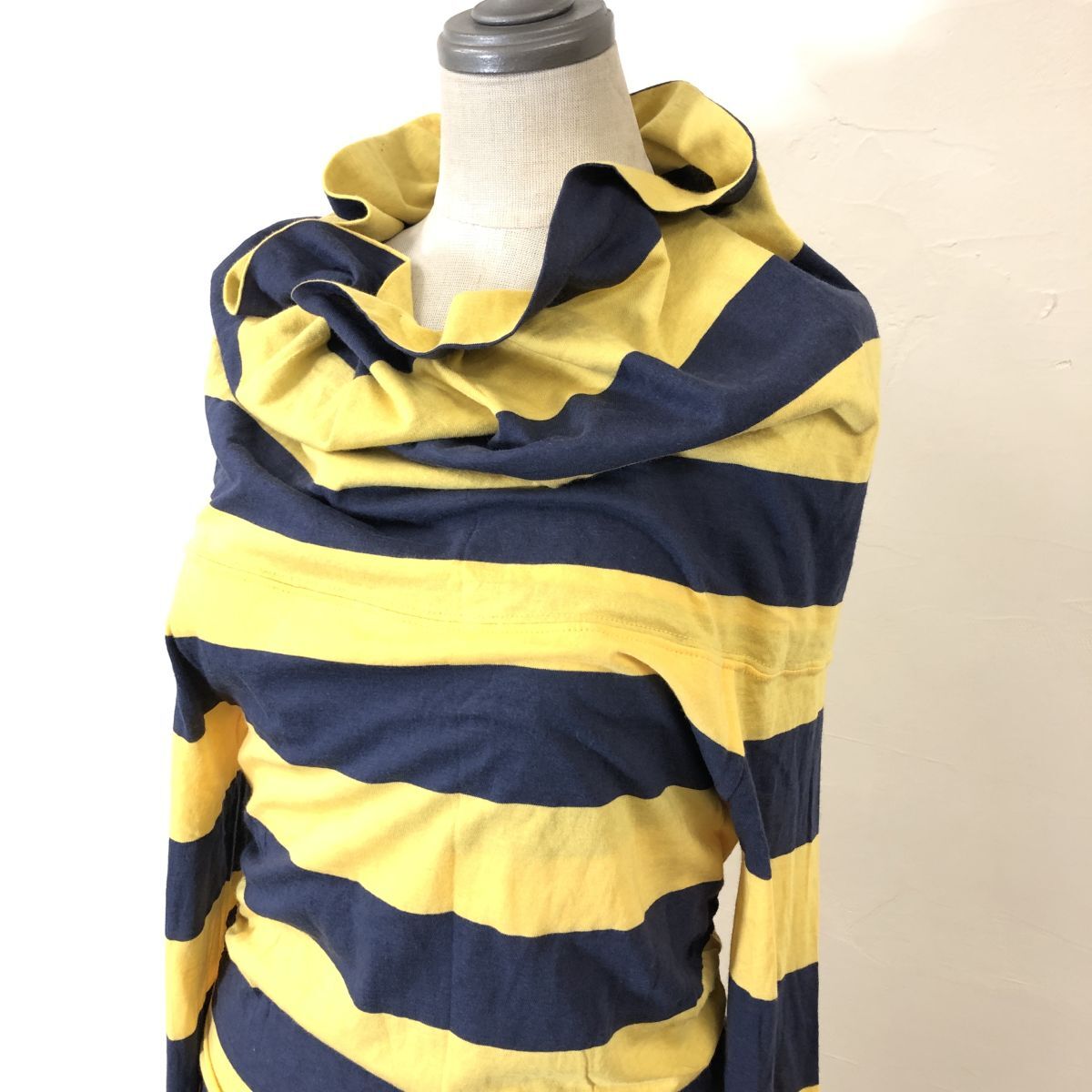 M1591-F-S◆ rugby RALPH LAUREN ラグビー ラルフローレン ハイネックワンピース ボーダー ◆ sizeM コットン 古着 レディース 春_画像3