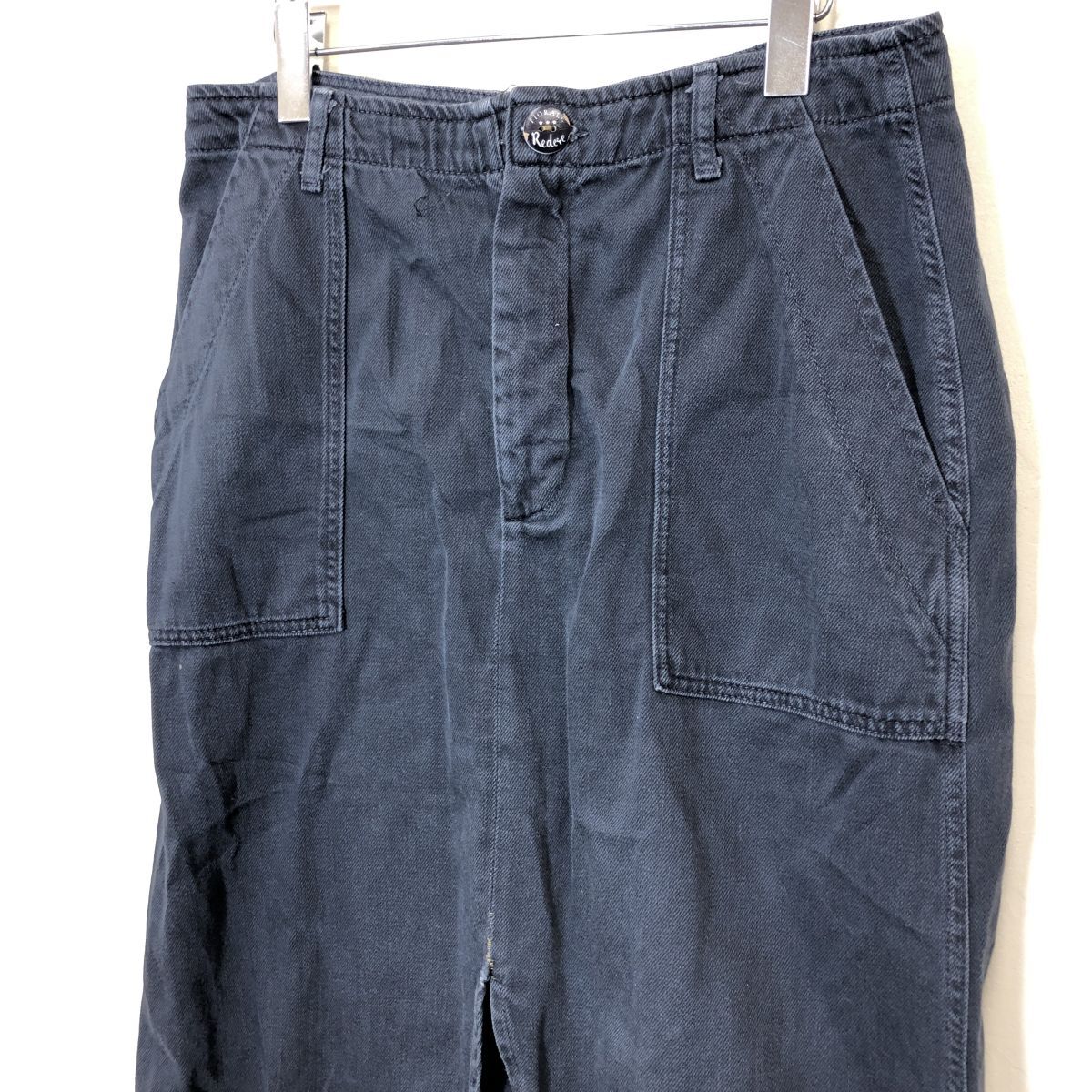 M1491-F-N◆ ZARA ザラ ロングスカート ボトムス スリット ◆ sizeL コットン100 ネイビー 古着 レディース 春_画像3