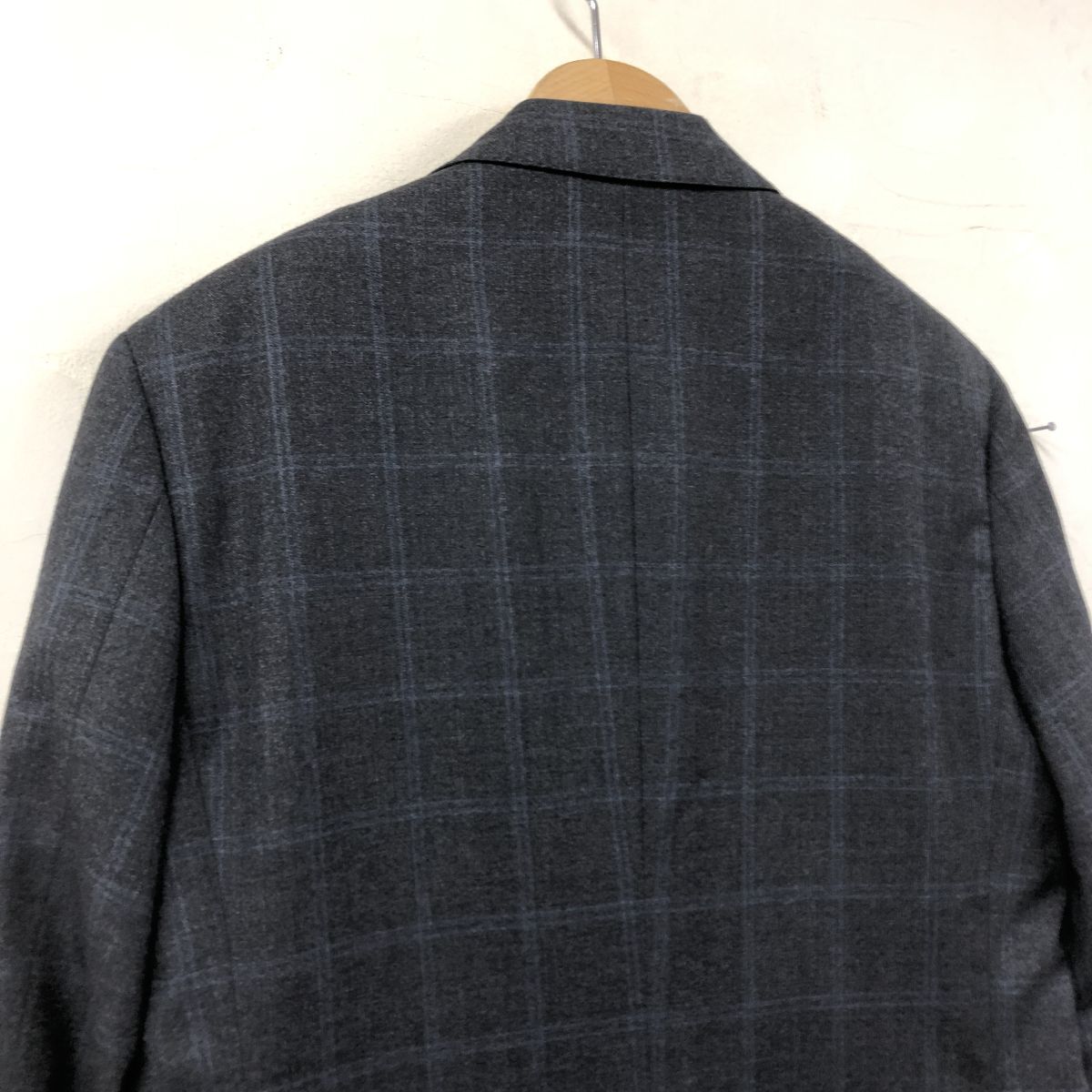 M1762-K◆良品 THE SUIT COMPANY スーツカンパニー テーラードジャケット◆size160cm-6Drop グレー チェック 総裏 毛100% 紳士 シングル_画像5