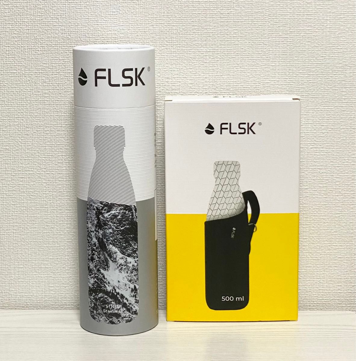 FLSK フラスク 炭酸対応 ステンレスボトル 500mL ボトルカバー セット 水筒 保温 保冷 魔法瓶 ドイツ 炭酸OK 