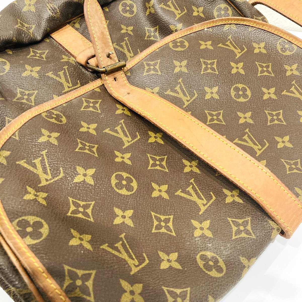 【77】1円～ Louis Vuitton ルイ・ヴィトン モノグラム ソミュール35 M42254 ショルダーバッグ ブラウン ブランド ジャンク品_画像6