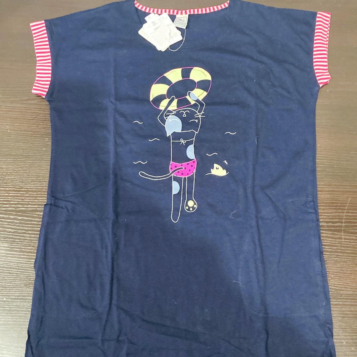 【77】1円～ 未使用品 narue ナルエ Pure＆Precious パジャマ 半袖 タグ付き ブランド ネイビー系の画像1
