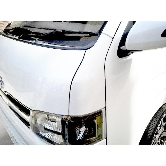トヨタ 200系 ハイエース コーナーパネル 国内塗装 ガッツミラーレス フェンダーミラー 左側 塗装品 ブラック パール ホワイト グ YT848_画像2
