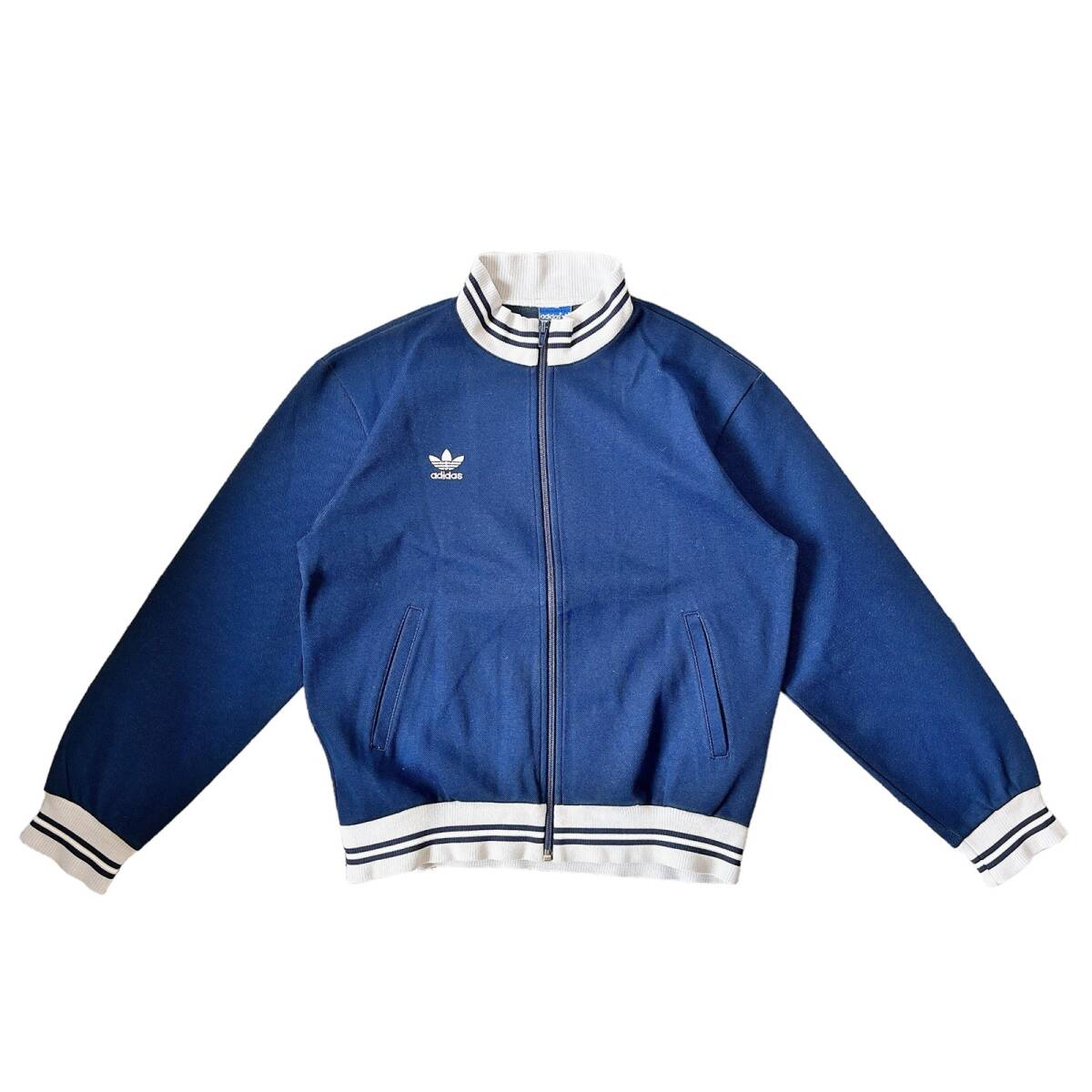 【adidas】トラックジャケット/右胸ロゴ入り/デサント製/70s/90-4(JASPO M)★アディダス