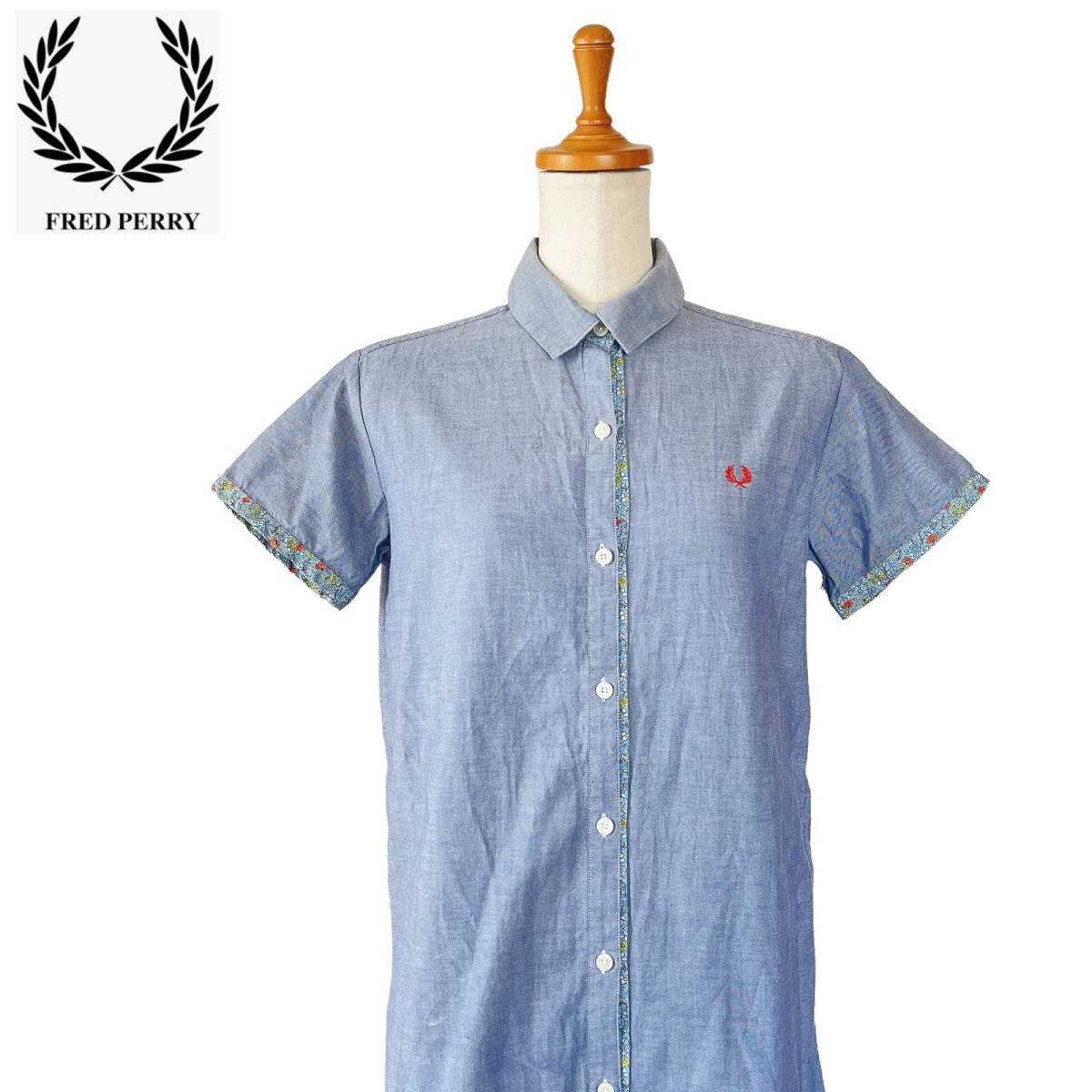 [FRED PERRY] short sleeves shirt / tunic / small floral print /JP10* Fred Perry 