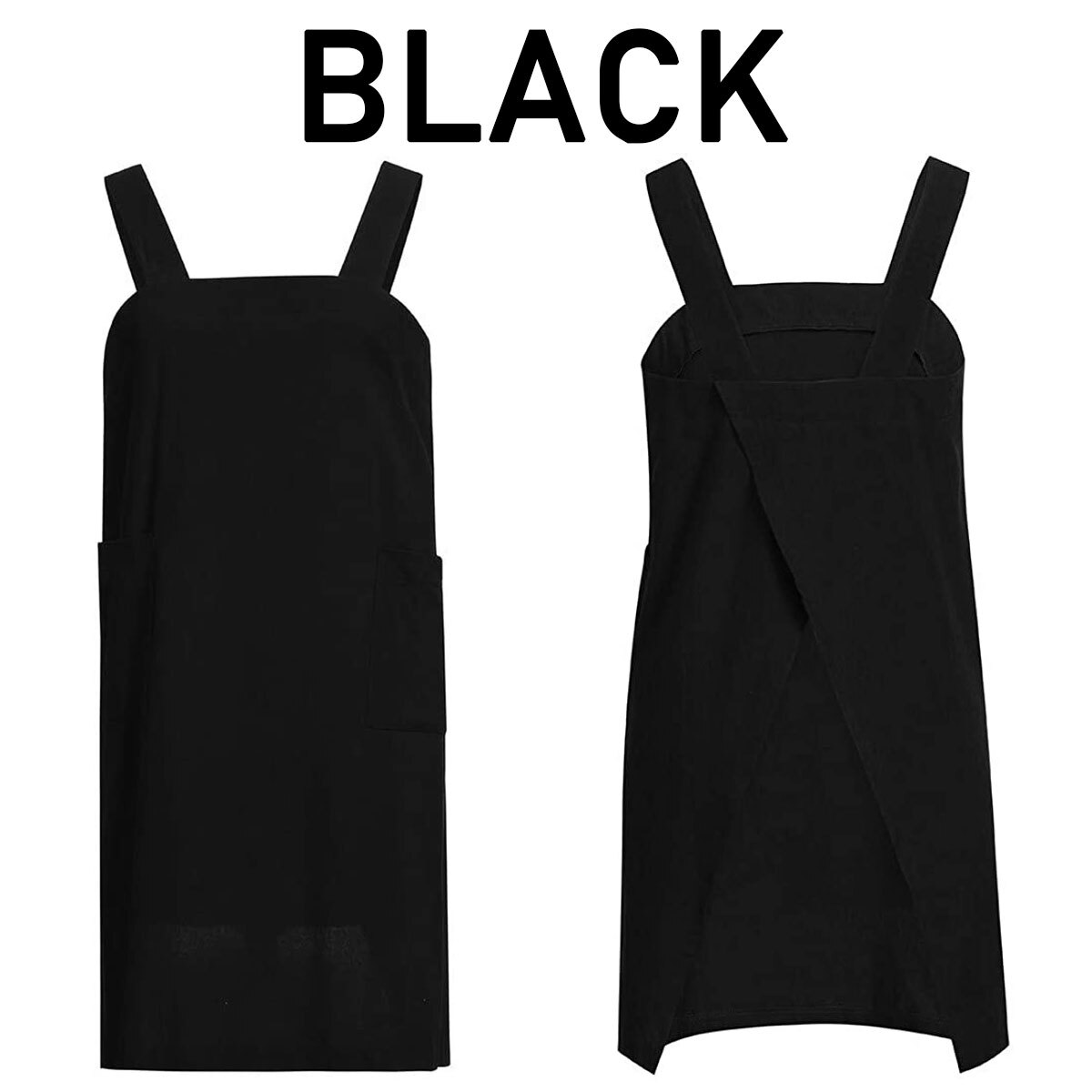 [ with translation * new goods * unused ] apron lady's One-piece . present . simple with pocket Cafe gardening work for black 