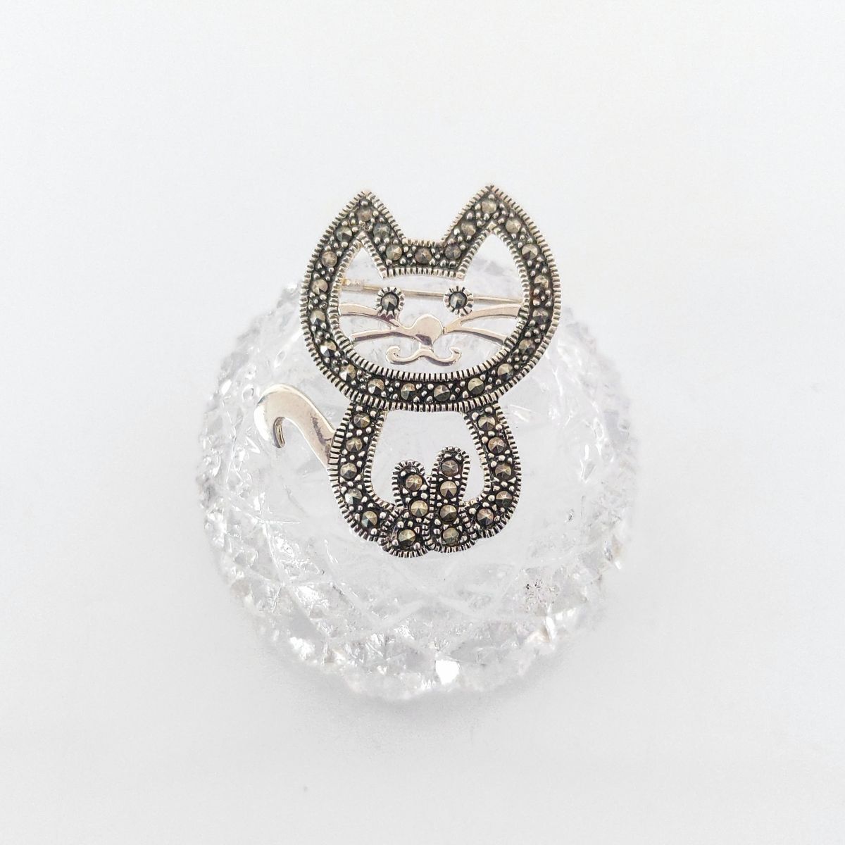 【刻印あり】1円 SILVER シルバー 925 ネコ ねこ 猫 cat キャット ブローチ W2.8×H3.5cm 4.8g レディース アンティーク アクセサリー #726の画像2