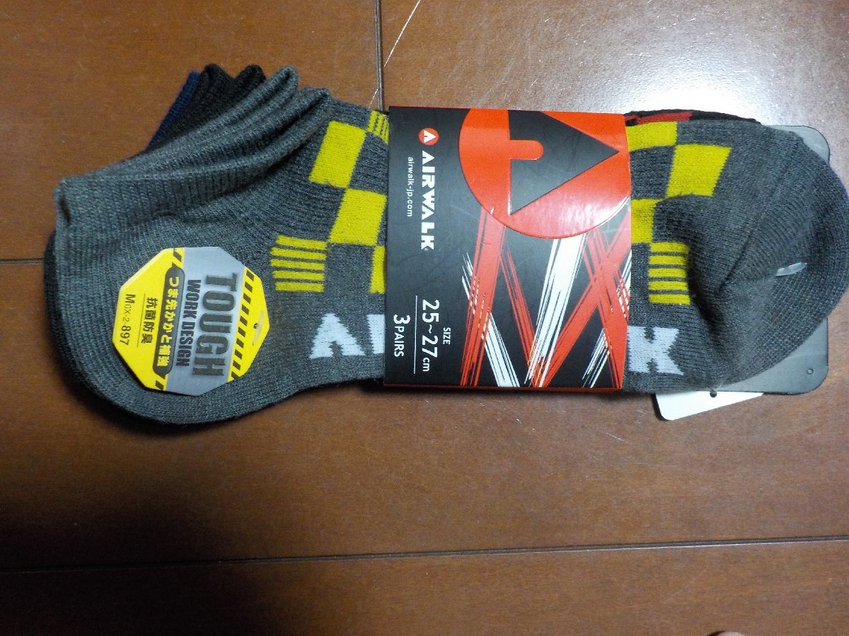  new goods AIR WALK man socks 3 pairs set 25~27cm click post shipping possible stamp possible sneaker socks 