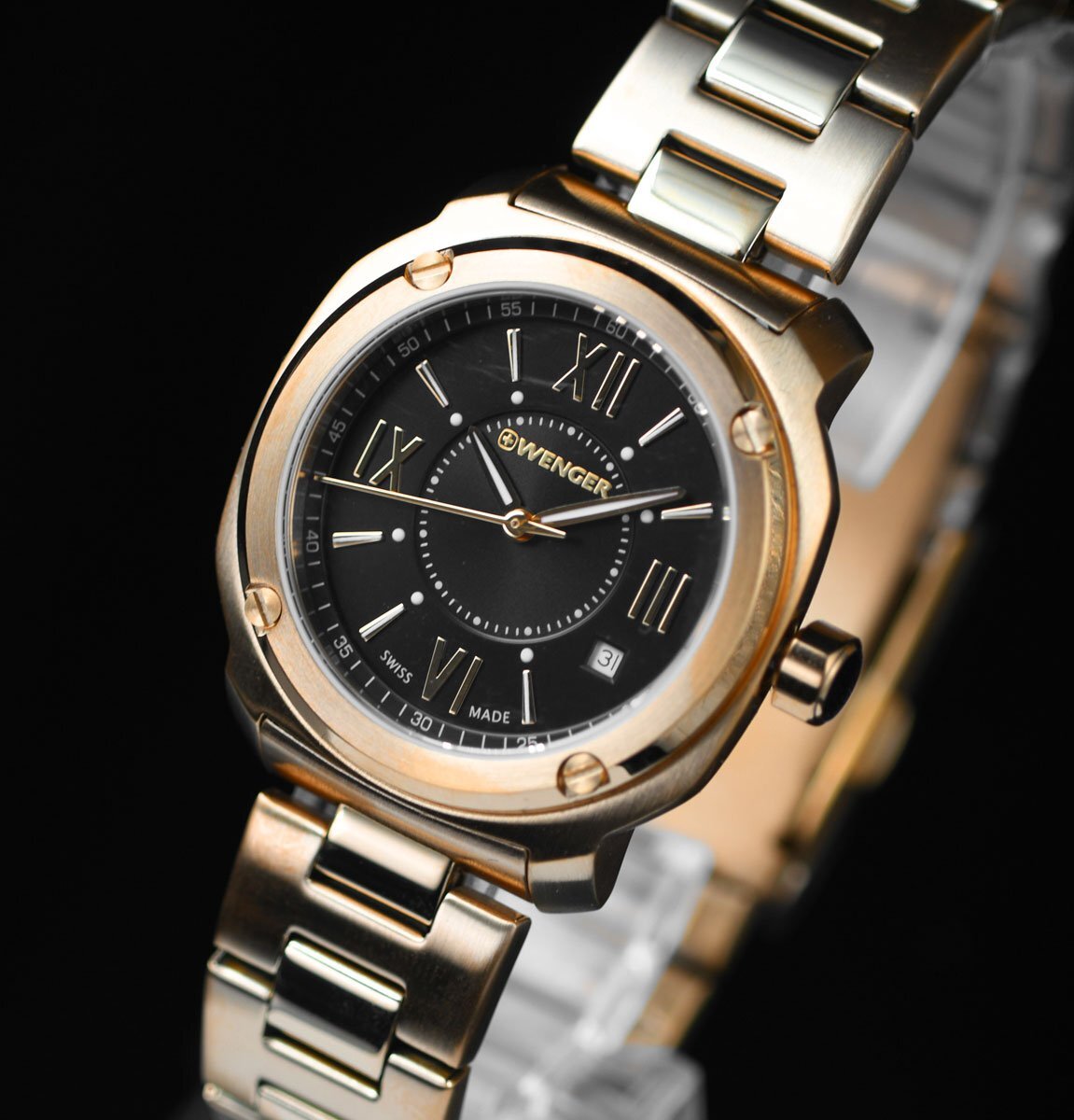 新品1円 ウエンガーWENGER黄金のスイス製時計 100m防水 視認性高くシンプルで飽きの来ないデザインSWISS MILITARY ボーイズ 腕時計の画像4