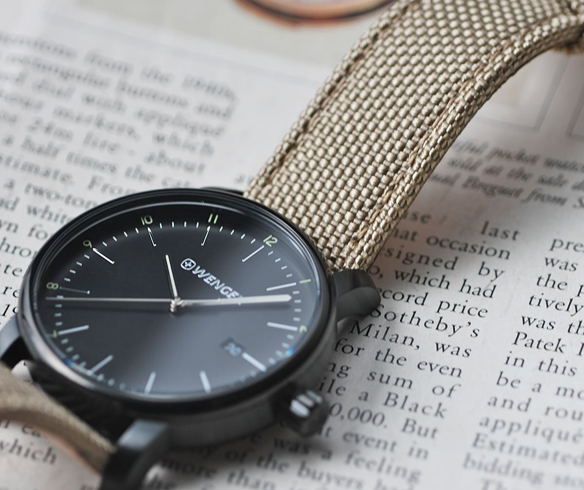 最後1本 新品1円 ウエンガーWENGER スイス製ミリタリー時計 100m防水 視認性高いブラックフェイス SWISS MILITARY クオーツ メンズ 腕時計の画像7
