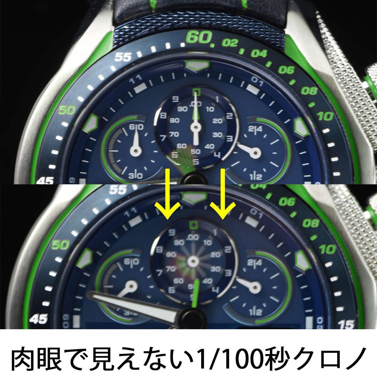 新品 シチズン 肉眼で見えない驚異の1/100＆1/1000秒クロノグラフ 機能凄すぎソーラーPROMASTER 腕時計 200m防水 メンズ 日本未発売_画像2
