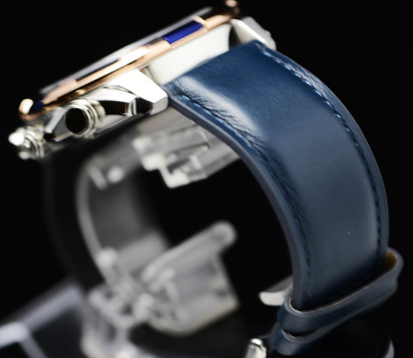 新品1円 逆輸入カシオEDIFICE ブルー＆ゴールド 超激レア100m防水 クロノグラフ 欧州モデル 本革 腕時計エディフィス CASIO メンズの画像6