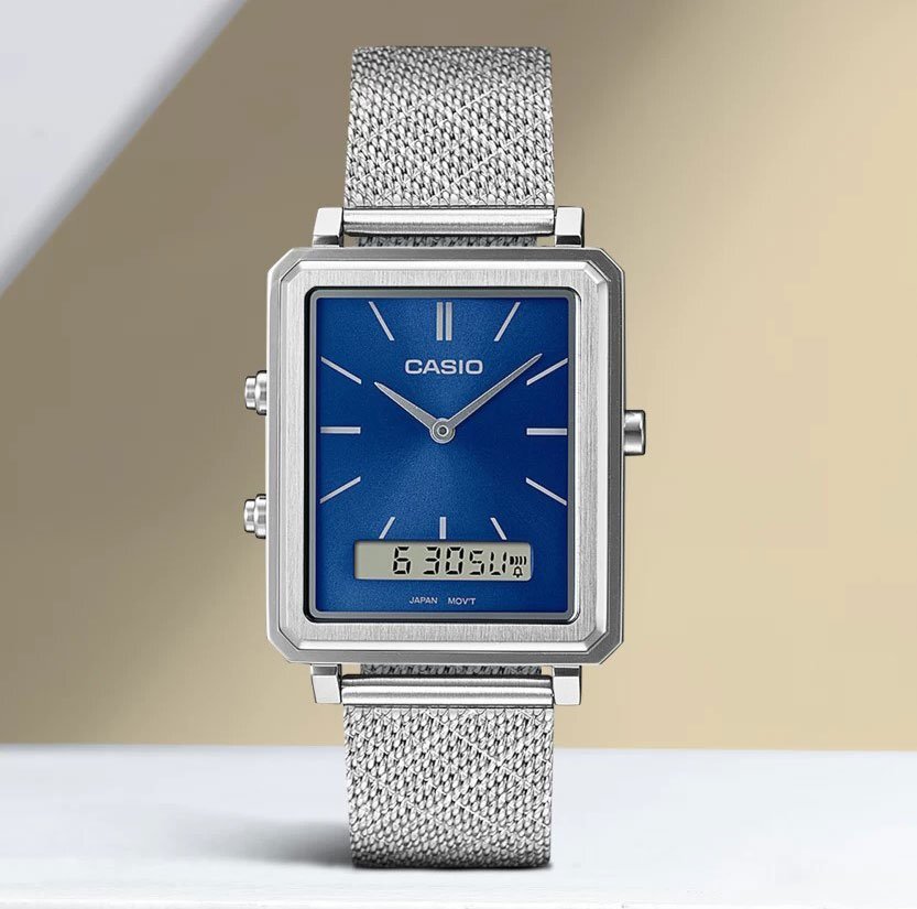 新品1円 逆輸入カシオ 腕時計 CASIO 美しいライトブルーメタリック レトロなデジアナ仕様 アラーム クロノグラフ メンズ ボーイズ 30m防水の画像8