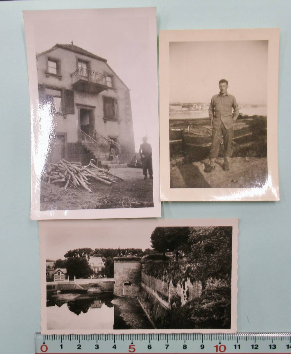 ・実物 40s 古写真 戦場 3枚 1945年スタンプ有り_画像1