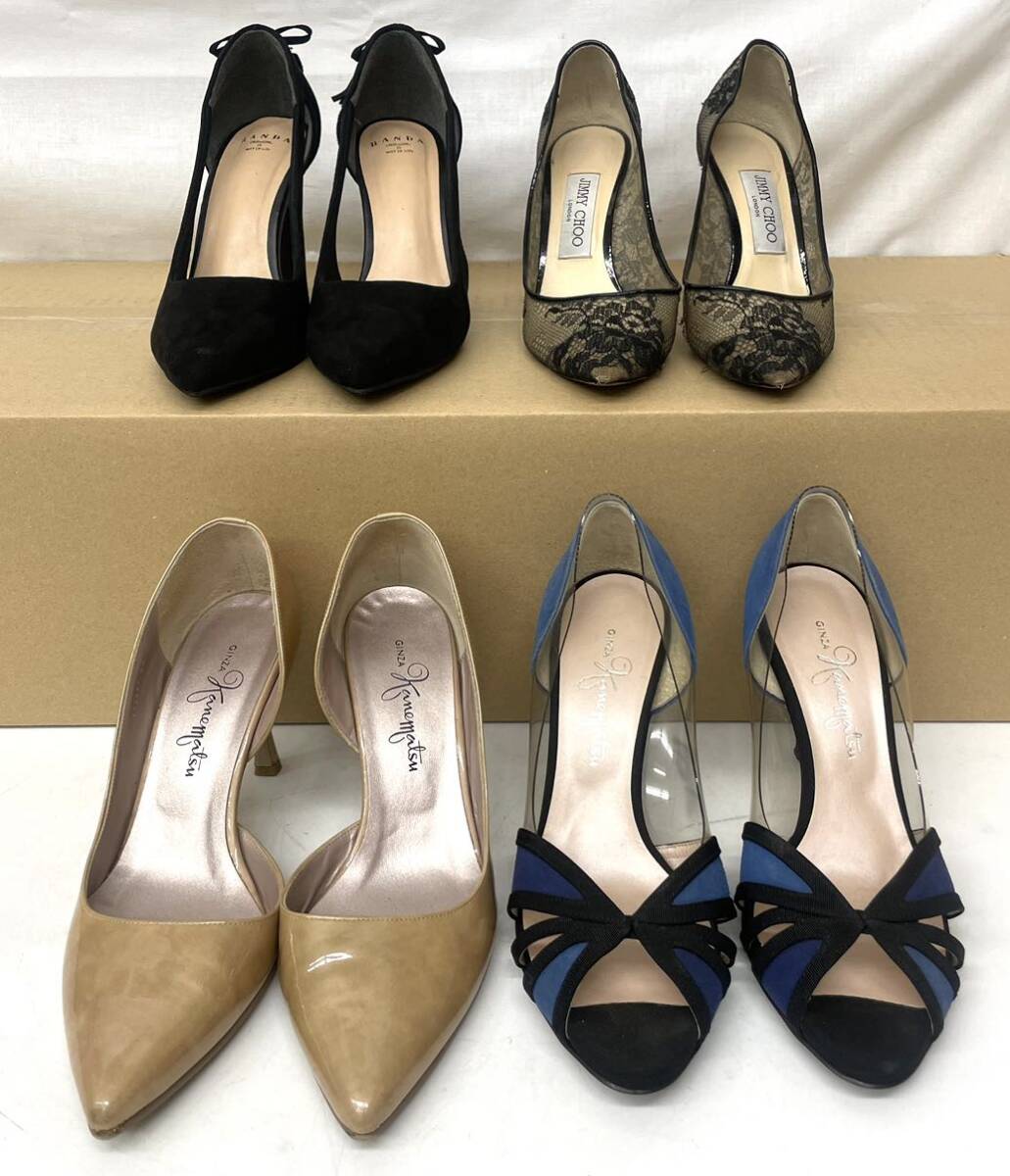 BR☆ パンプス おまとめ GINZA KANEMATSU RANDA JIMMY CHOO サイズ 37 24 23.5cm ハイヒール ブラック ベージュ スエード エナメル ヒール の画像1