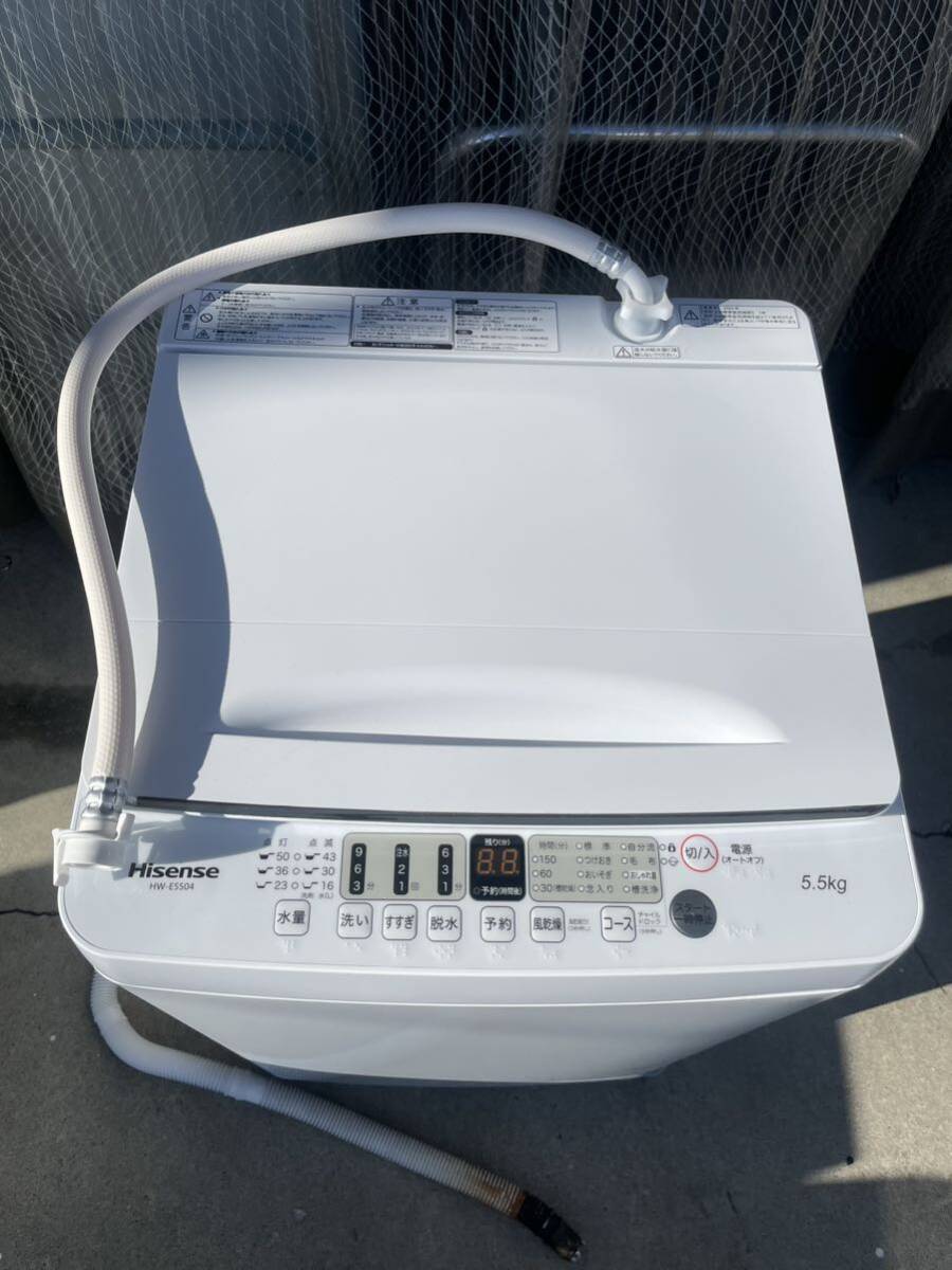 BK☆ 直接引き取り大歓迎 通電確認済 美品 Hisense 全自動電気洗濯機 HW-E5504 2022年製 5.5kg ホワイト ハイセンス 洗濯機 縦型 _画像2