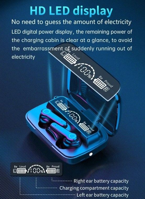 【値下げ】bluetooth 5.3 ワイヤレスイヤホン デジタルディスプレイ モバイルバッテリー ブラック