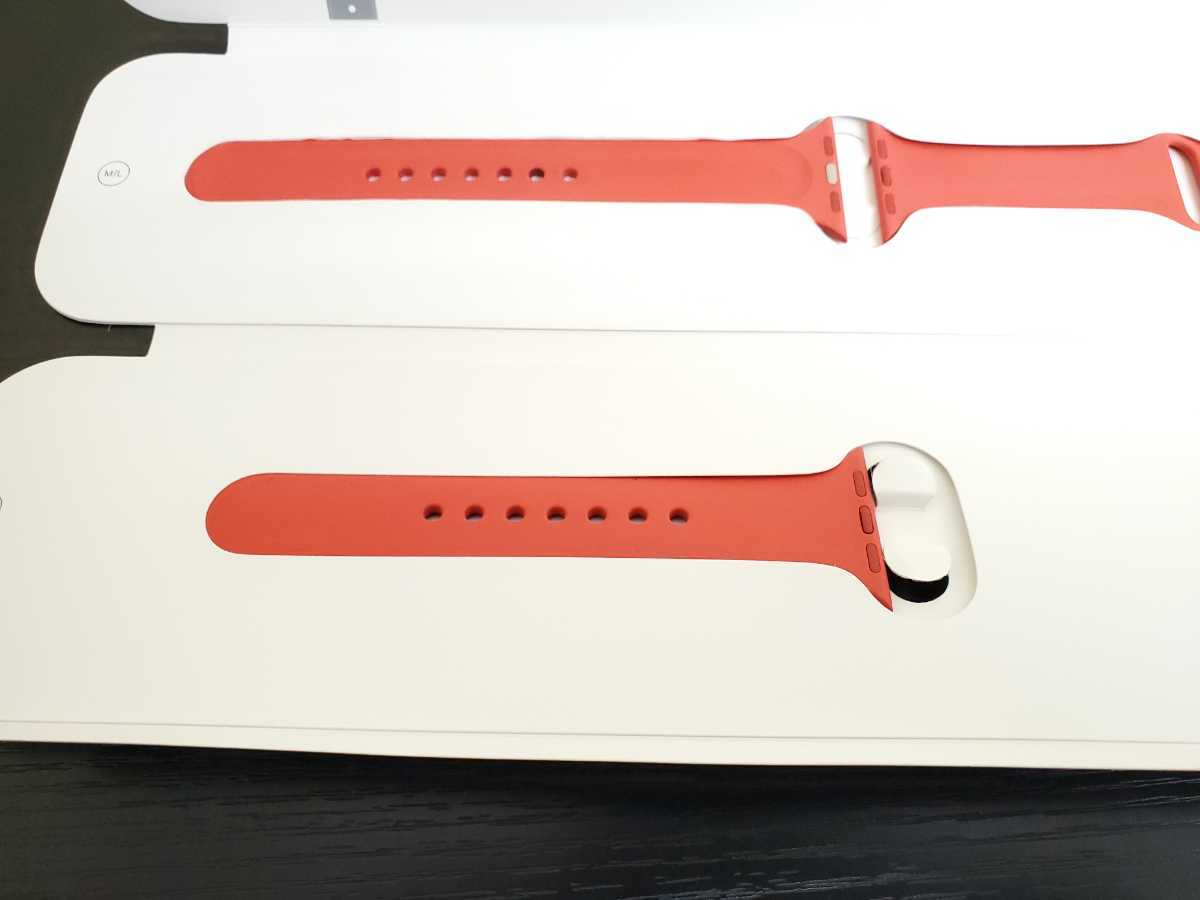 Apple Watch PRODUCT RED 純正 38㎜ 40㎜ 41㎜ケース用 スポーツバンド S M/L series9 スマートウォッチ シリコン 交換ベルト 元箱 現状品_画像4