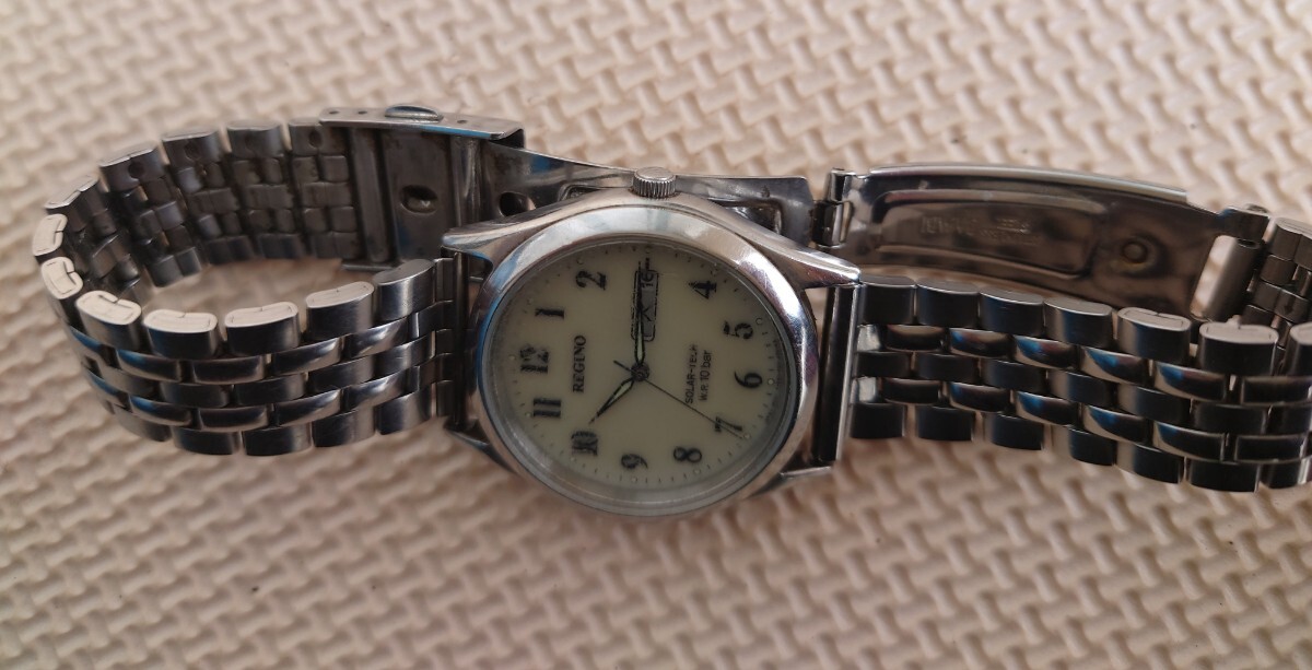 [ present condition goods ]CITIZEN REGUNO solar wristwatch analogue E101-S028221 Citizen Regno silver color 