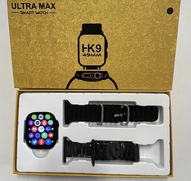 【即納】最新型 新品 スマートウォッチ HK9 ULTRA MAX 黒 2.19インチ 健康管理 音楽 スポーツ 防水 血中酸素 Android iPhone対応③の画像2