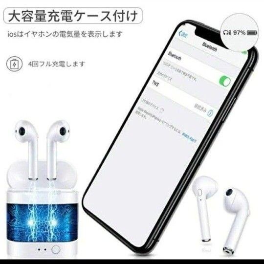 i7s　ワイヤレスイヤホン　ホワイト　iPhone　android