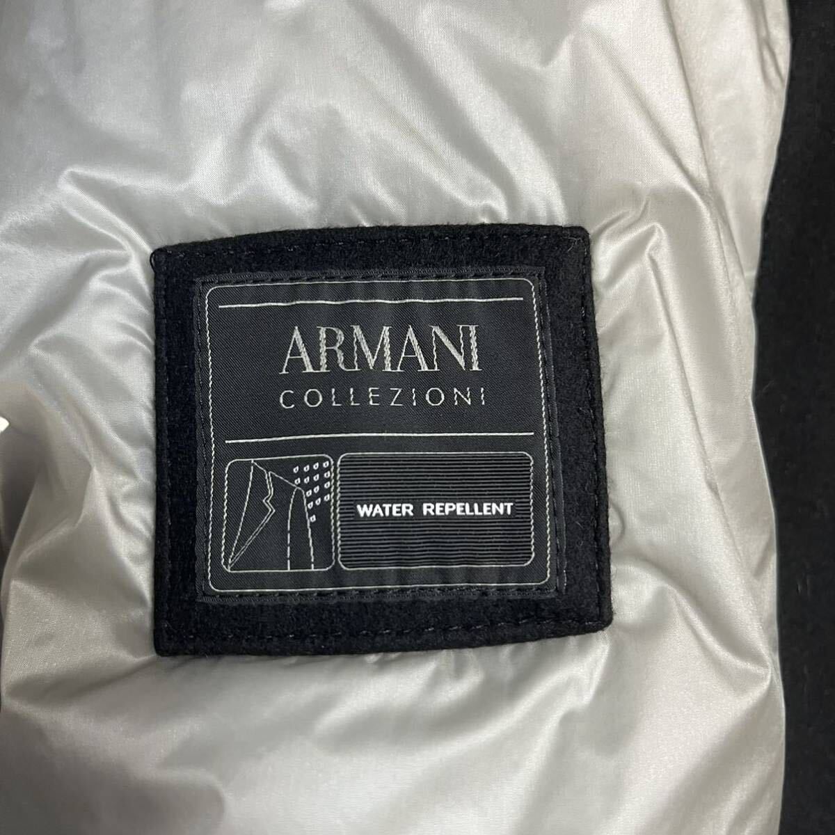 極上カシミヤ&シープファー!!アルマーニコレッツォーニ ARMANI COLLEZIONI チェスターコート 撥水加工 羊毛皮 中綿 黒 ブラック_画像9