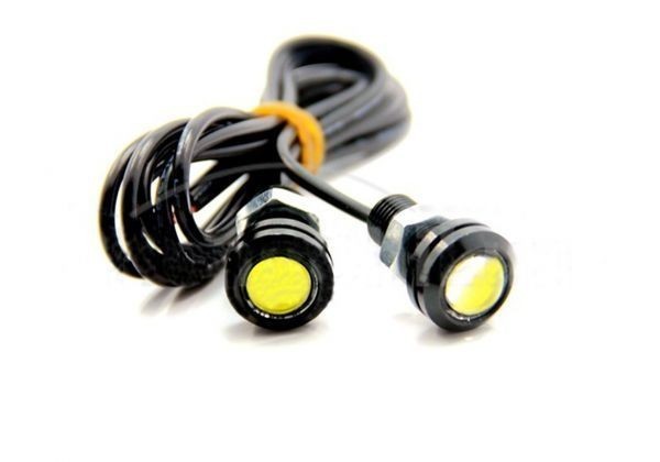 12V 18mm COB 防水 デイライト スポットライト ボルト固定 丸型 埋め込み 強力 ブルー 発光 ブラックボディ 10個 セット WD132_画像3