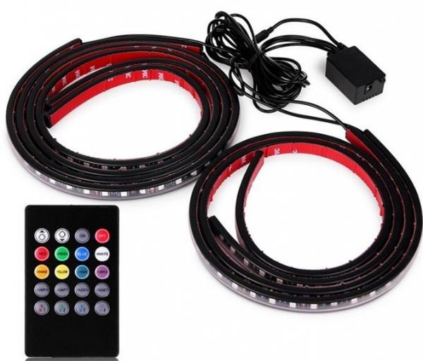 アンダーネオン ライト RGB LED テープ ストロボ 90cm/120cm 4本 セット サウンドセンサー付 イルミネーション 音楽同期 防水 DD87の画像4