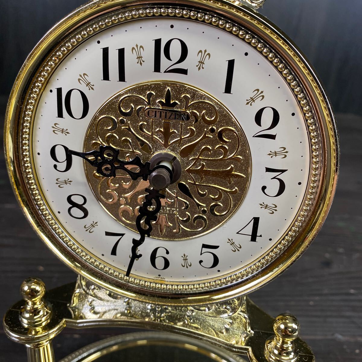 e1634 CITIZEN シチズン 置時計 置き時計 振り子時計 インテリア ガラスドーム 時計の画像4