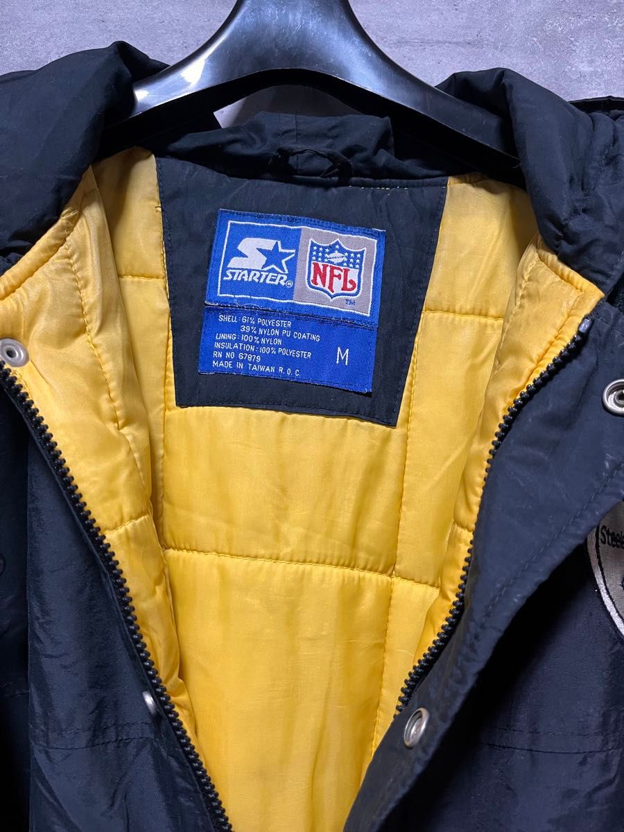 スターター 中綿ジャケット  80sビンテージ NFL ブラック USA製 古着　ピッツバーグ　スティーラーズ