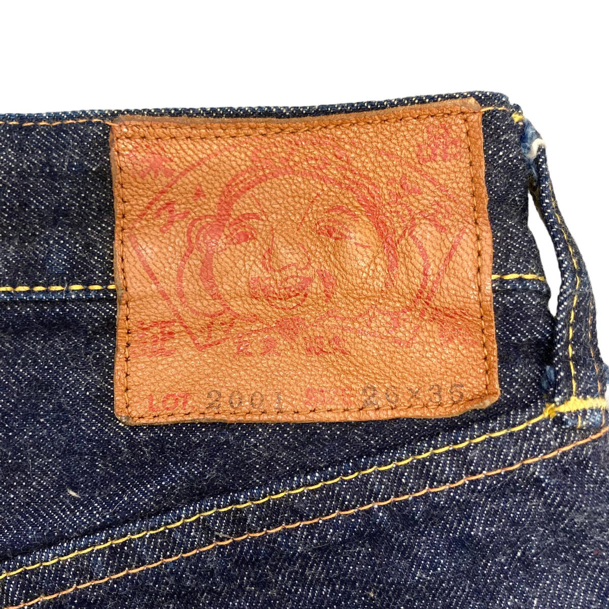 EVISU エヴィス LOT2000 デニムパンツ W26 かもめ刺繍 紅白 エヴィス レディース ジーンズ 1円スタート 2001 NO1 NO2_画像6