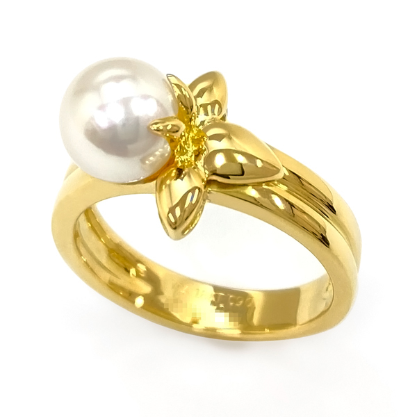 [ used ] Van Cleef & Arpels pearl ring 9.5 number K18YG yellow gold 7mm pearl 5.2g ring VanCleef&Arpels VCA
