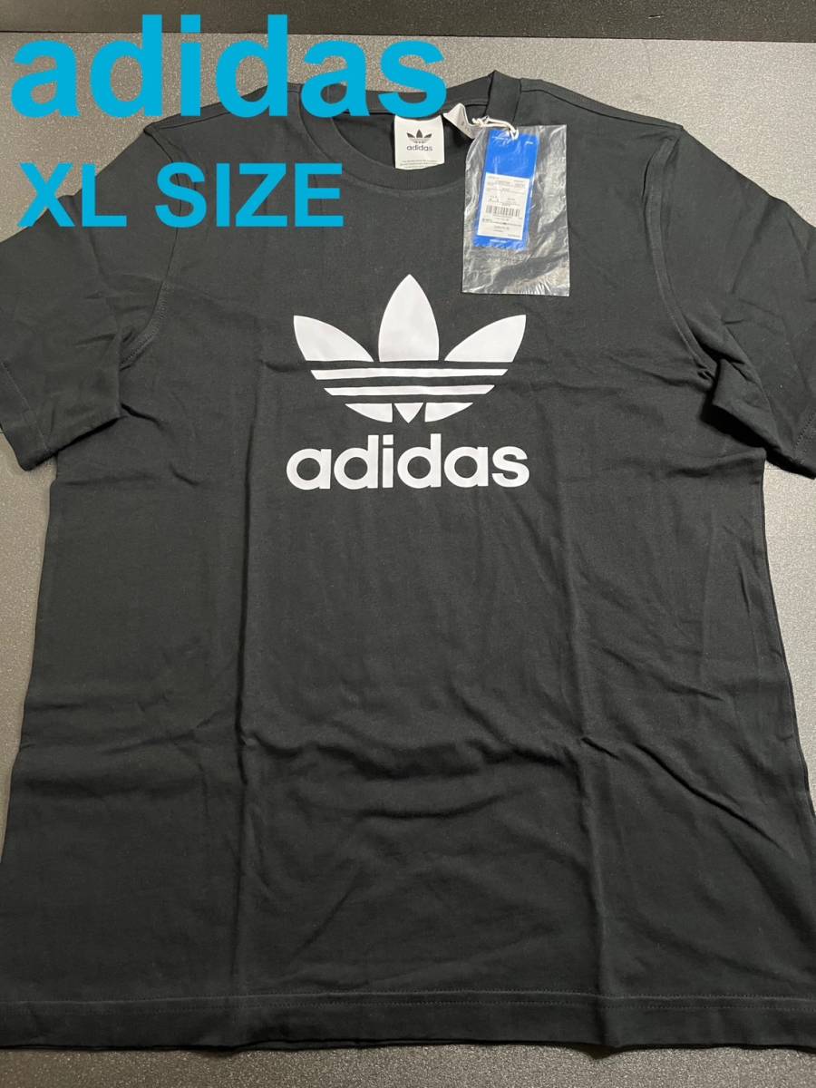 新品 XL size adidas original アディダス オリジナルス ロゴ Tシャツ 黒 白 CW0709_画像1