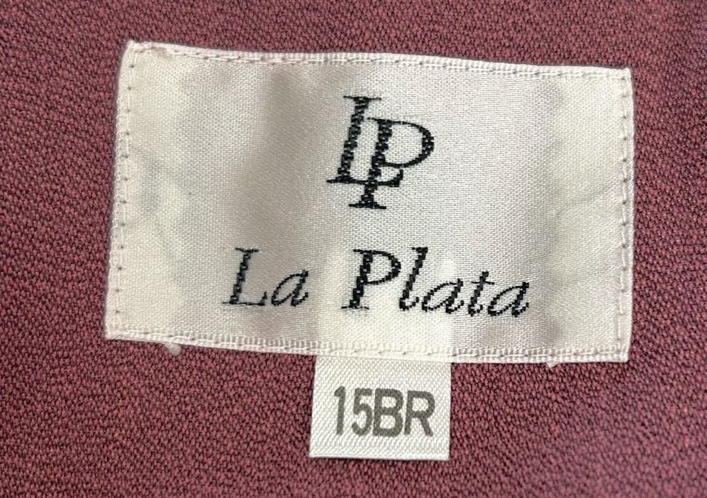 15号 ジャケット La Plata バブル バブリー 昭和 レトロ 小豆色系 金ボタン 肩パッド 日本製_画像4