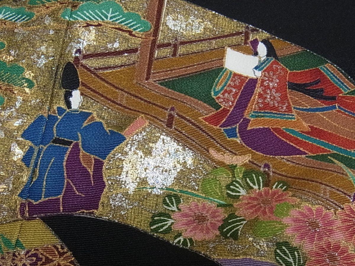 着物おきな★【後藤久美子】黒留袖　刺繍　源氏物語　金糸　正絹★n726_画像8