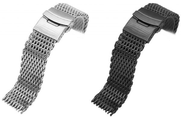 送料無料！ 腕時計 交換用 ベルト 20mm メッシュ ブレス ダブルロック ステンレス 金属 時計 バンド シルバーの画像6