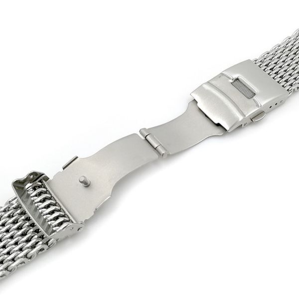 送料無料！ 腕時計 交換用 ベルト 20mm メッシュ ブレス ダブルロック ステンレス 金属 時計 バンド シルバーの画像2