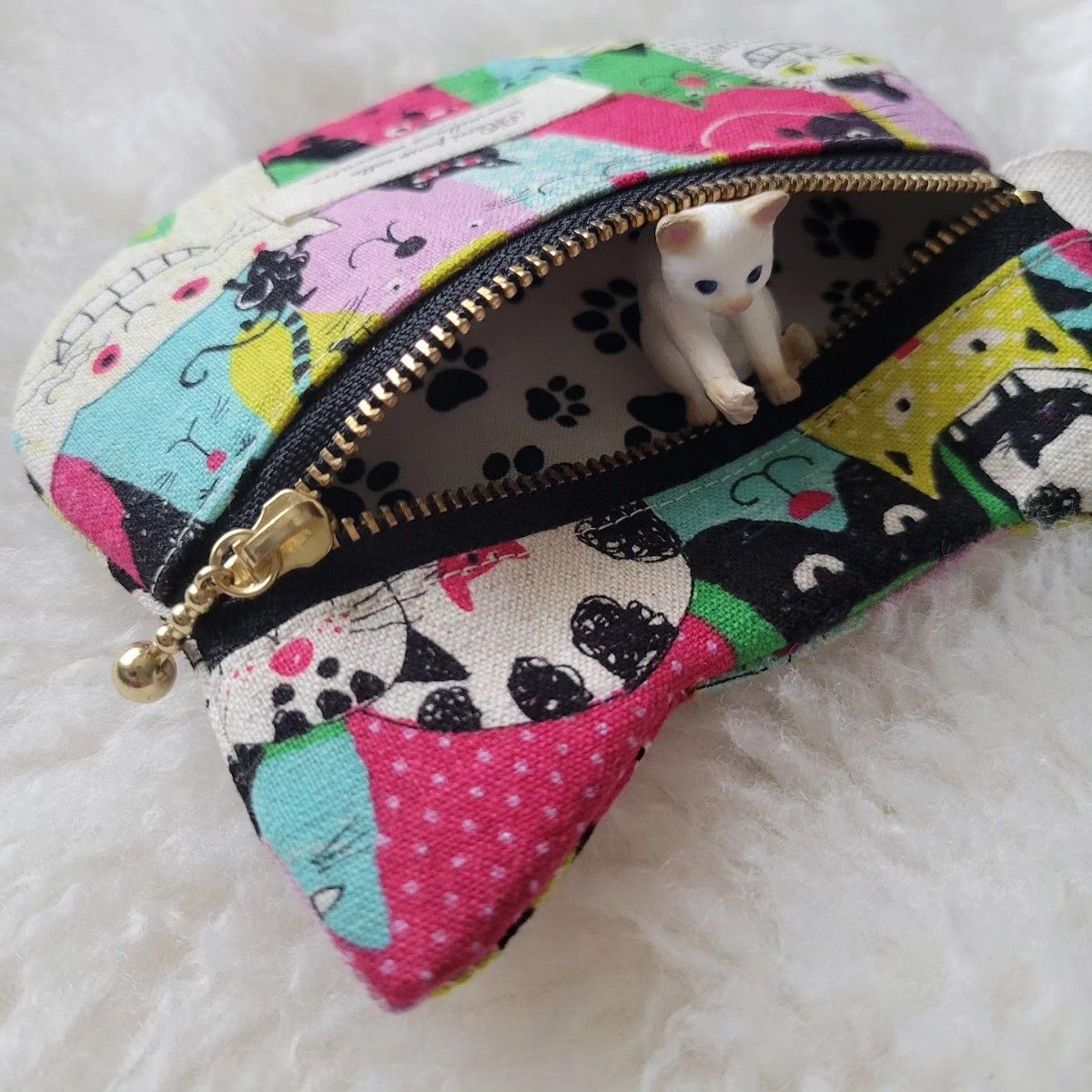 ハンドメイド ネコ型ポーチ ねこポーチ 猫ポーチ フラット ハンドメイド ネコ型ポーチ ねこポーチ 猫ポーチ フラット