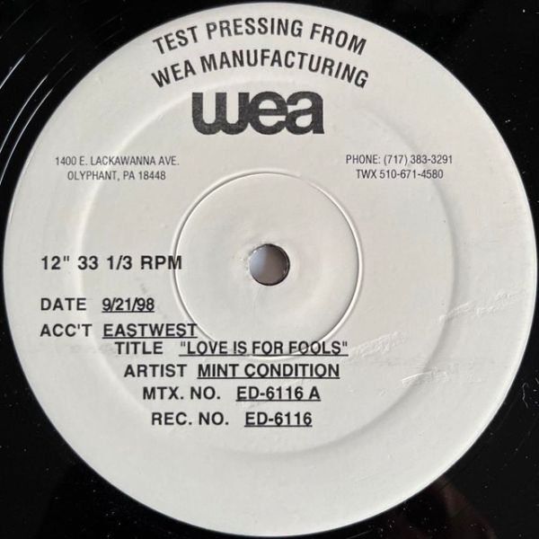 Mint Condition / Envyi / Mista - Love Is For Fools / Crazy Love / All About You (テストプレスオンリー) (Test Press)_画像1