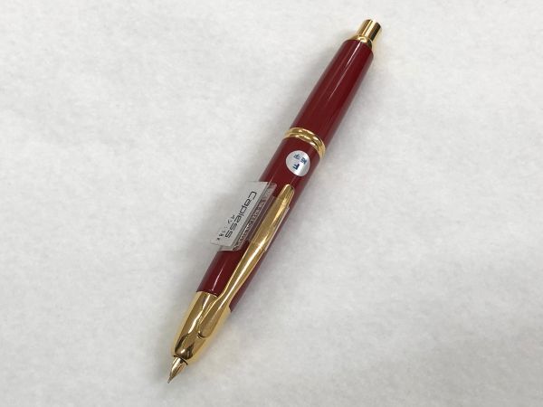 未使用品 PILOT Capless 万年筆 ペン先 18K 750 赤 FC-15SR-RF 細字 F 18金 ノック式 レッド×ゴールド パイロット キャップレス198349_画像4