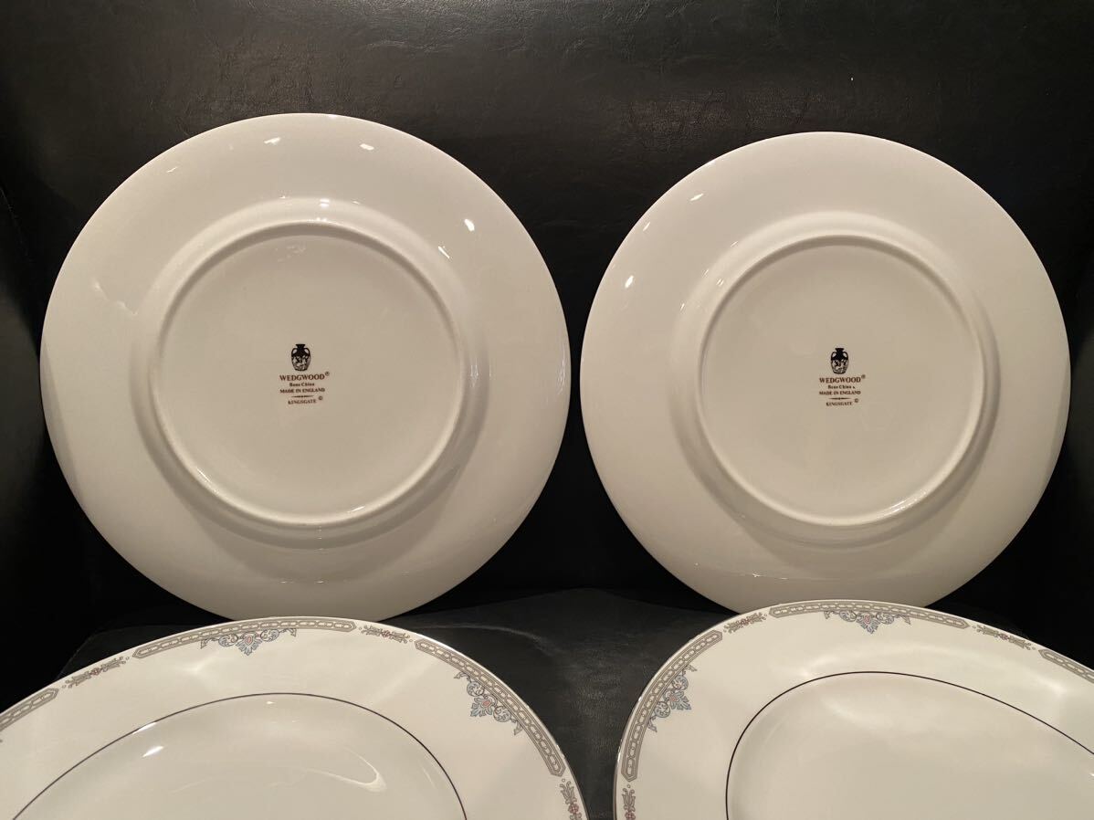 希少 格安 高級 ウエッジウッド Wedgwood KINGSGATE BONEchina プレート 大皿 6枚セット27cm 保管品 優雅 オシャレ MADE IN ENGLAND_画像3