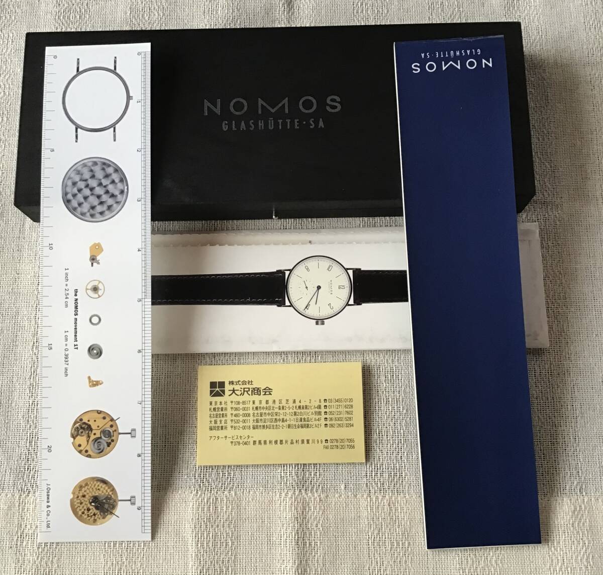 美品 NOMOS ノモス グラスヒュッテ テトラ TET-1SW 正規品 機械式手巻 メンズ腕時計 コードバンベルト ほぼ動作しますが要OH 付属品多数_画像9