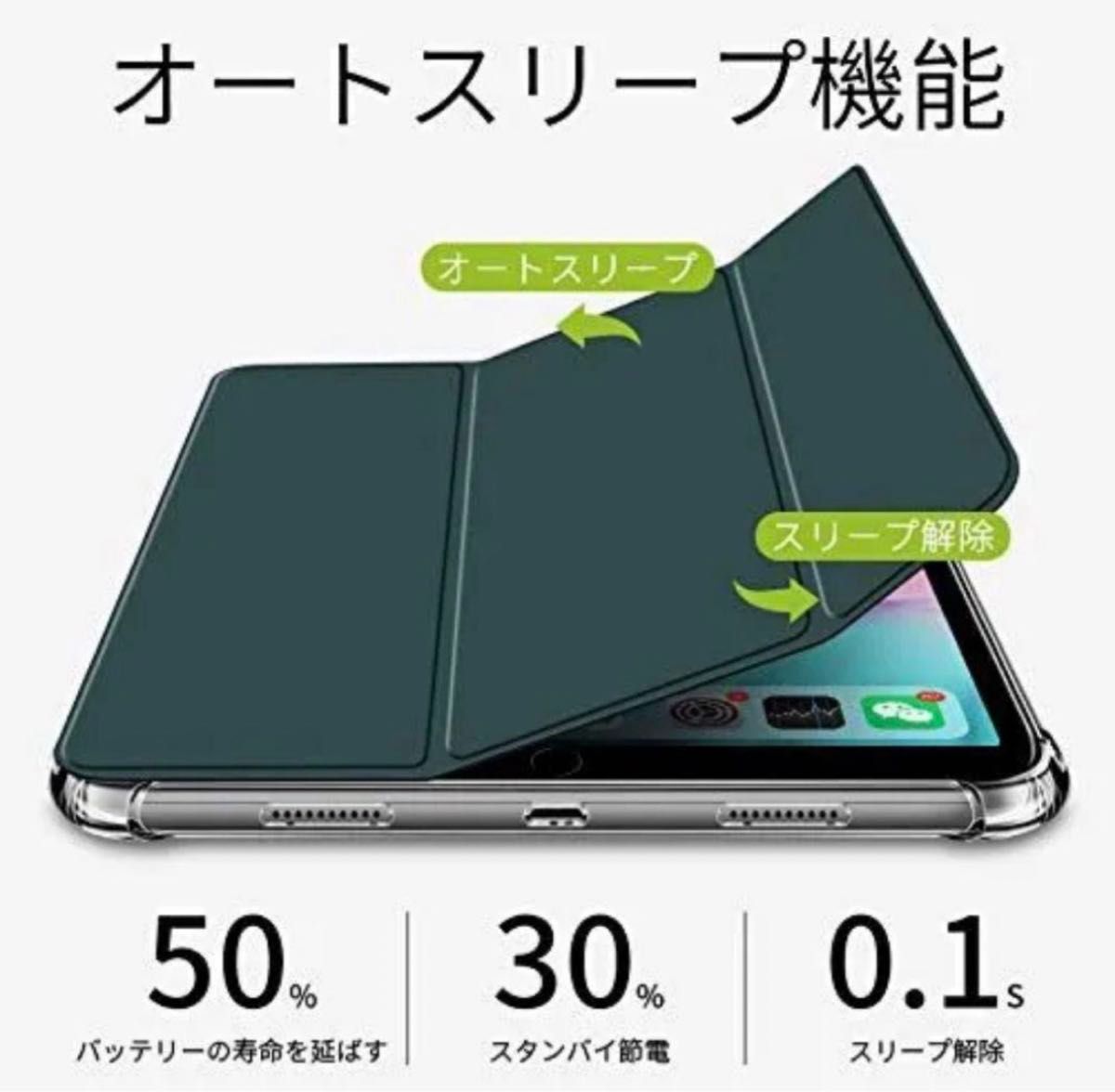 VAGHVEO iPad 10 2インチ ケース ダークグリーン カバー iPadケース 半