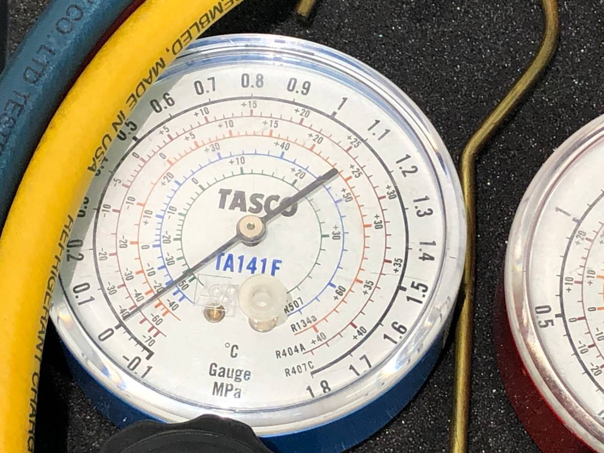 中古品 測量工具 TASCO ゲージマニホールド TA141/TA140 エアコン 空調 ガス交換 ITV7TIUSYFW2_画像2