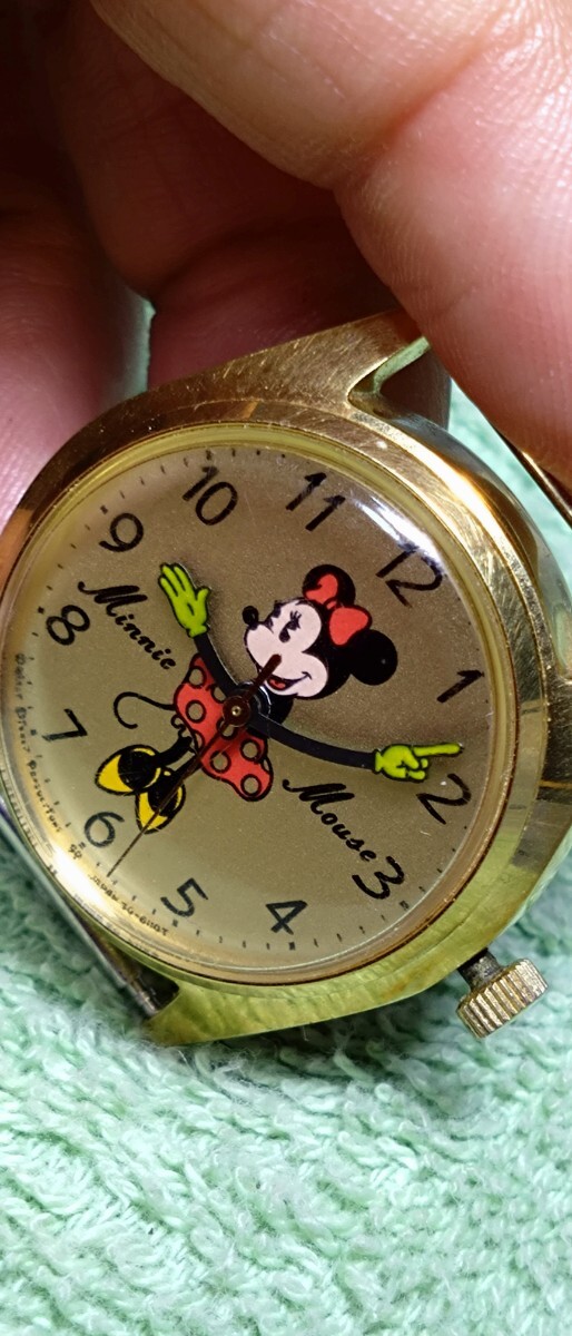 アンティーク 稼働品 腕時計 手巻き式 ディズニー Minnie Mouse 5000-6030【トップのみ ベルト欠品 訳ありジャンク】の画像1