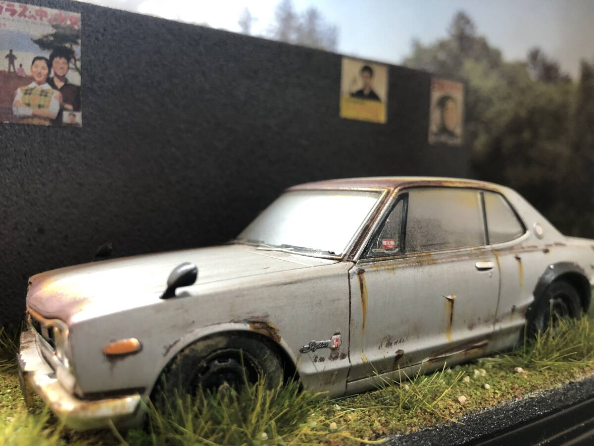  Showa Retro . scenery 1/32 Nissan Skyline 2000GTR Hakosuka old car original work geo llama final product case attaching 