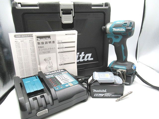 ☆未使用 makita マキタ 充電式インパクトドライバ TD173DRGX 18V 6.0Ah ブルー 純正バッテリー2個 充電器 セット品 電動工具☆_画像1