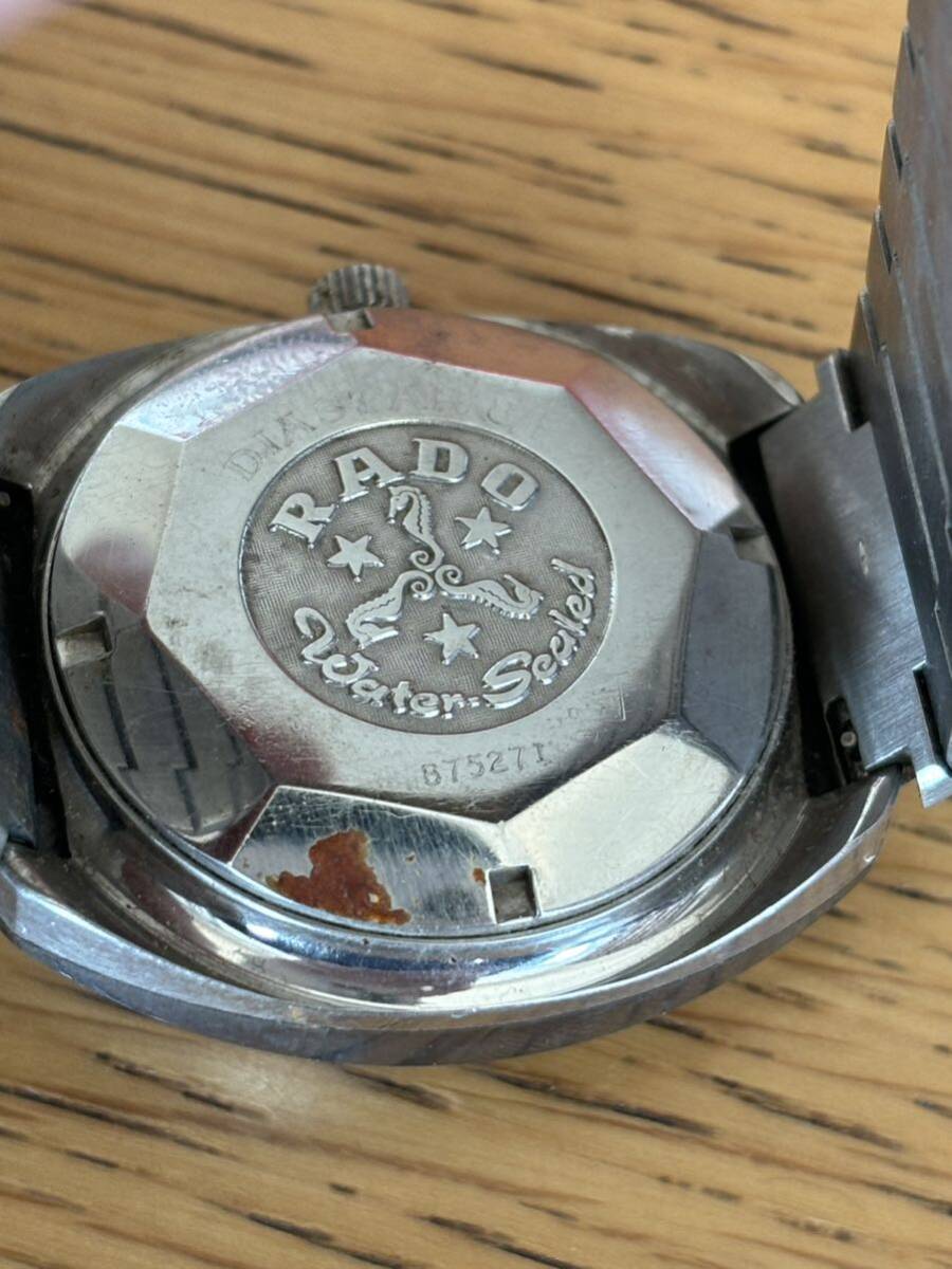 稼働品 RADO ラドー DIASTAR ダイアスター 8/1 自動巻き オートマ メンズ 時計 デイデイト カットガラスmaの画像5