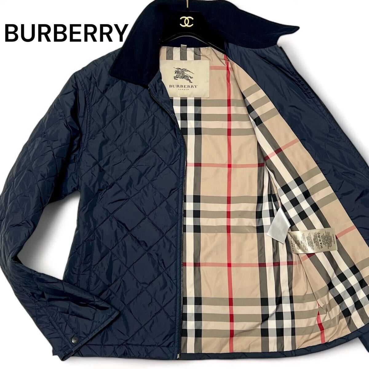 未使用級◎Mサイズ バーバリー【王者の風格】BURBERRY ビッグ ノバチェック キルティング ジャケット ナイロン100% ブラック 春夏◎メンズ_画像1