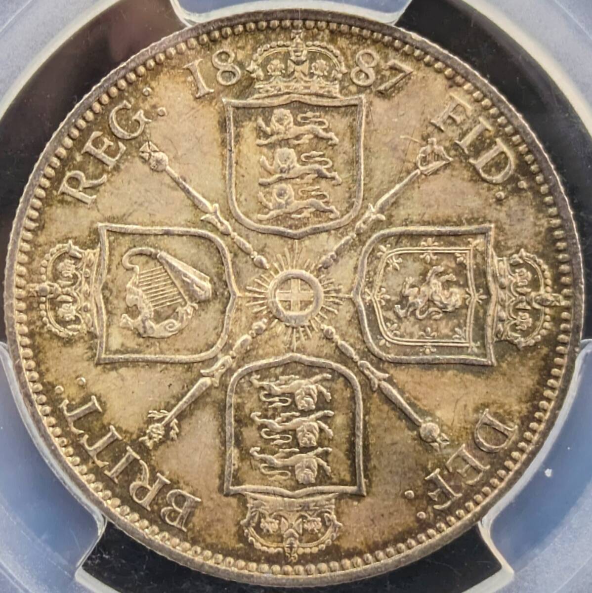 1円スタート！★高鑑定★1887年 イギリス ヴィクトリア フローリン銀貨 PCGS MS62 ２シリング アンティーク コイン ビクトリア シルバー_画像8